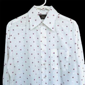 Vtg 60s 70s Dress Ups Polyester Cotton LS Shirt Butterfly Collar Rockabilly